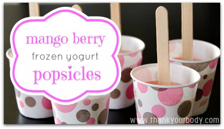 Mango Berry Frozen Yogurt Popsicles. So yummy and perfect for summer.
